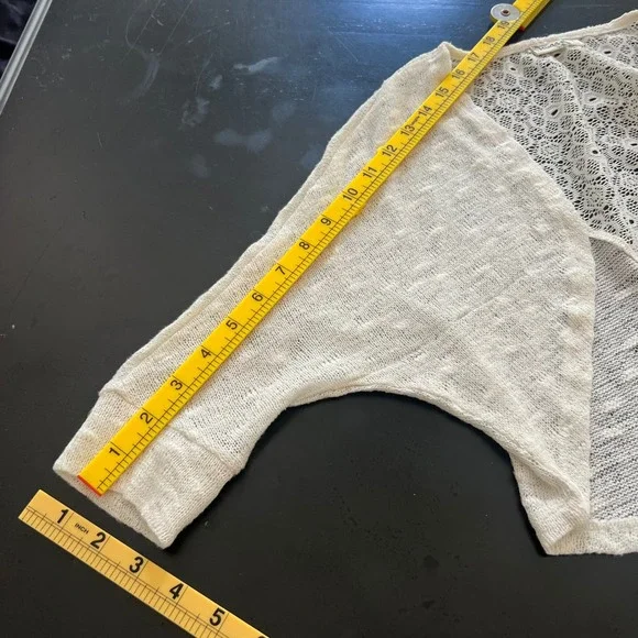 Mudd Girls Cream Crochet Knit Open Front Cardigan Shrug Size 12 - Picture 6 of 6